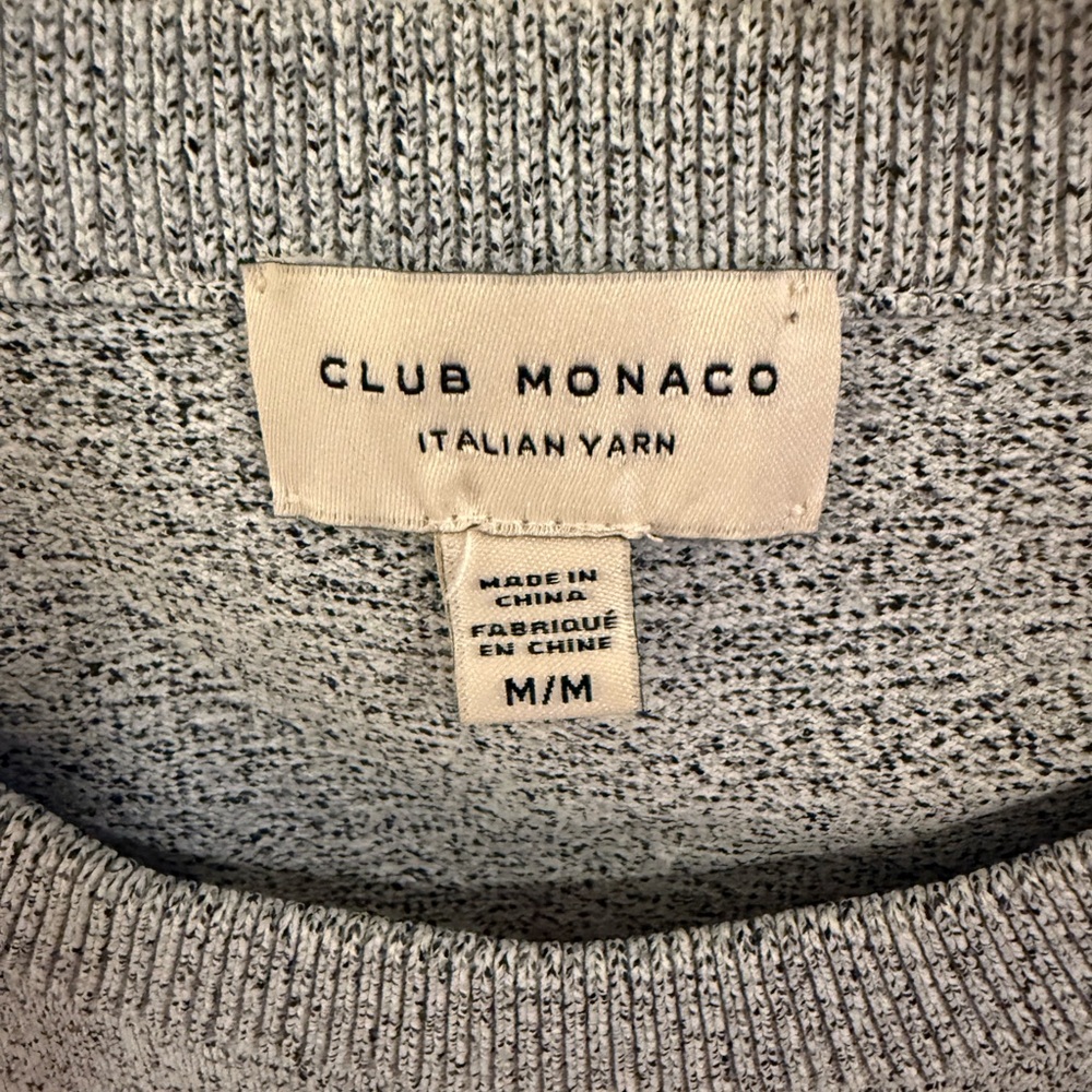 Club Monaco Italian Yarn Crewneck Sweater Gray Marled Lightweight Pullover M - Picture 2 of 4